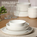Gibson Home Plates and Bowls Sets - Dinnerware Set for 4, 16-Piece White Dishes — Ceramic Dish Set| Microwave & Dishwasher Safe Dishes - Oslo