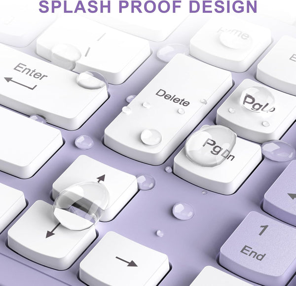 Wireless Keyboard and Mouse Combo Silent for Office and Home(Purple)