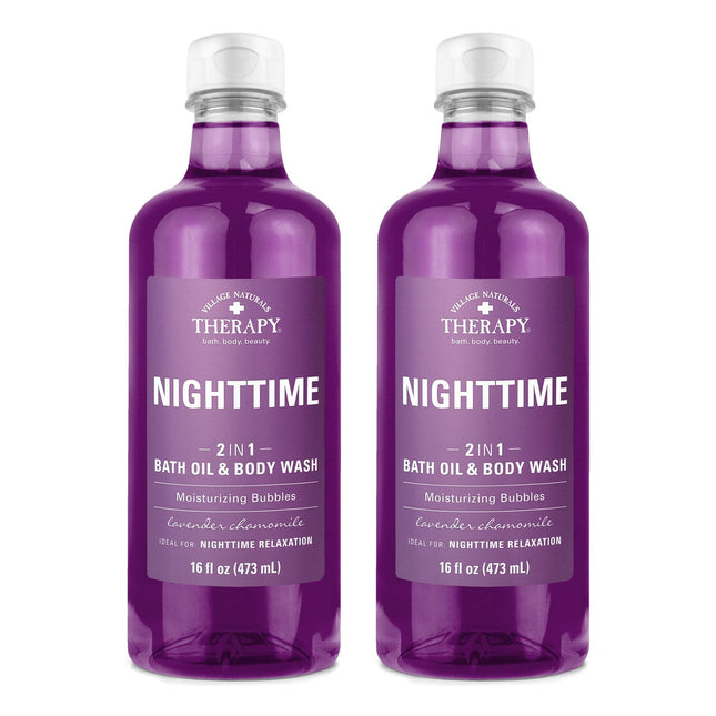 Village Naturals Therapy, Foaming Bath Oil and Body Wash, Nighttime Relief, 16 O