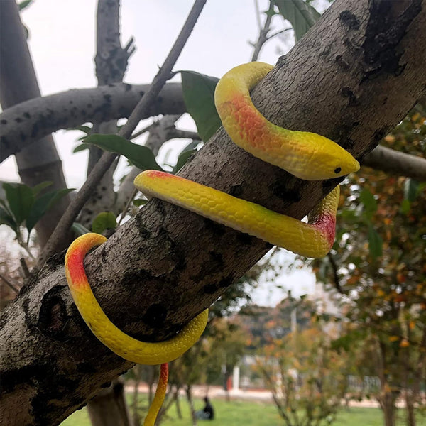 Realistic Rubber Snakes to Keep Birds Away - 4 Pieces 29 Inch Fake Snake Toys for Garden Props to Scare Birds, Mice, Squirrels,Pranks, Halloween