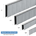18 Gauge 1/4 Inch Narrow Crown Staples 4 Assorted Sizes 1600-Count | 400 PCS per Size: Galvanized Staples 1/2", 3/4", 1" & Brad Nails 5/8" fit