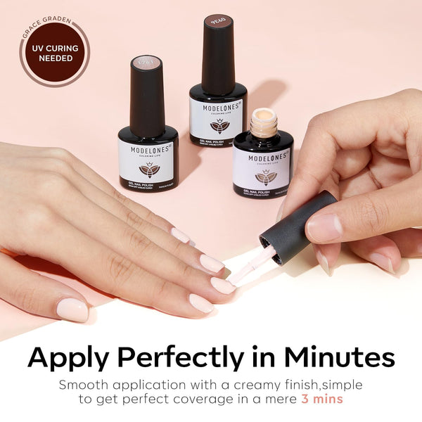 modelones Gel Nail Polish Set -6 Colors Nude Brown Gel Polish Kit Neutral Raspberries Purple Pearl Glitter Nail Polish Soak Off LED Starter Kit