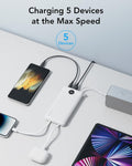 VRURC Portable Charger, Slim Power Bank Built-in 4 Cables, Travel Essential White