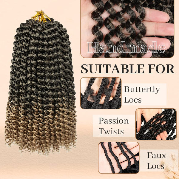 Passion Twist Hair 12 Inch 8 Packs Passion Twist Braiding Hair Water Wave Crochet Hair Extensions Bohemian Braids Passion Twist Crochet Hair Ombre