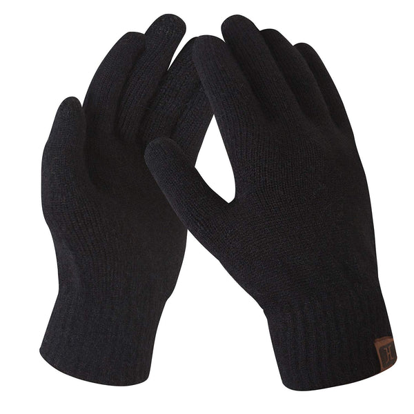 FZ FANTASTIC ZONE Women's Winter Touchscreen Wool Magic Gloves Warm Knit Fleece Lined for Women One Size Black