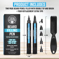 Viking Revolution Beard Pen (2 Pack) - Black Beard Pencil Filler for Men Lapiz para Barba de Hombre - Beard Filler for Men Waterproof Beard