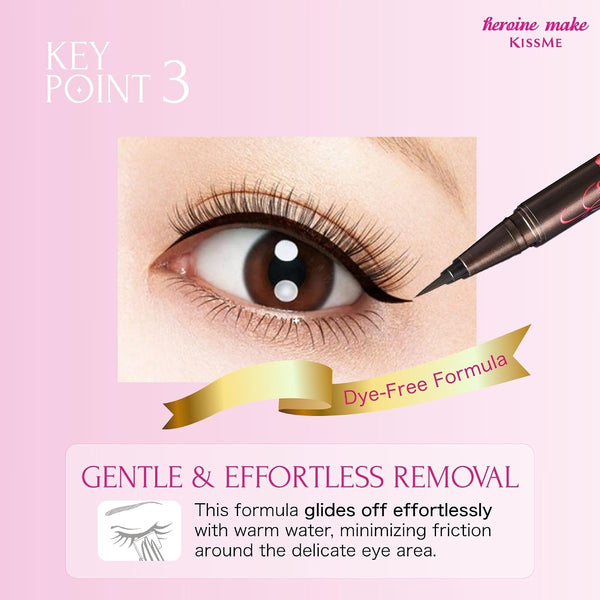 Heroine Make by KissMe Smooth Liquid Eyeliner | Waterproof Brown Black Liquid Eyeliner Pen | Smudge-Proof Formula for Long-Lasting Wear |