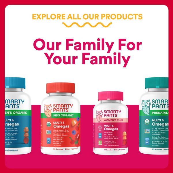 Smartypants Organic Women'S Multivitamin Gummies: Biotin, Probiotics, Methylfolate, Omega 3 (ALA), Vitamin D3, C, Vitamin B12, B6, A, K & Zinc,