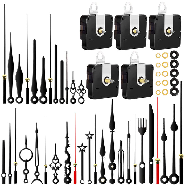 5pcs High Torque Quartz Clock Movement Mechanism Replacement Clock Kit with 12 Different Pairs of Hands Clock for DIY Handicrafts Repair Clock