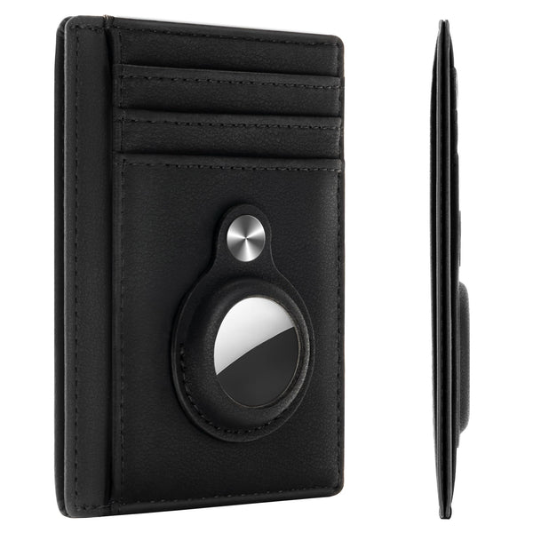 Slim Minimalist Front Pocket Air Tag Wallet, RFID Blocking Card Holder Wallet with Airtag Holder Black
