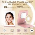 LED Foldable Travel Makeup Mirror - 5X7 Inches 3 Colors Light Modes USB Rechargeable Touch Screen, Portable Tabletop Cosmetic for Travel,