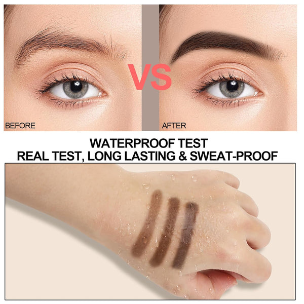 3 Colors Eyebrow Makeup Kit, Professional Brow Contour Palette, Waterproof Long-lasting Eyebrow Filler Powder with Mirror & Brow Brush #01