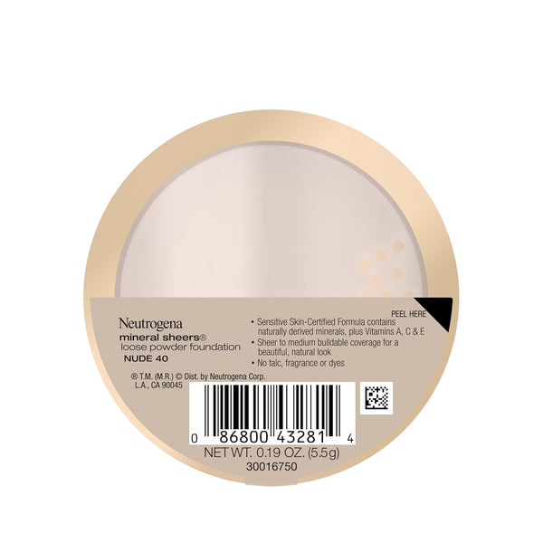 Neutrogena Mineral Sheers Lightweight Loose Powder Makeup Foundation with Vitamins A, C, & E, Sheer to Medium Buildable Coverage, Skin Tone