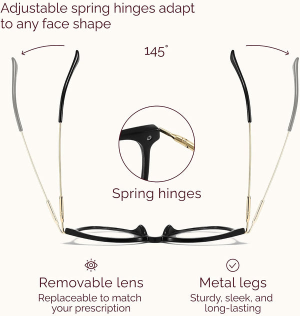 Gaoye Blue Light Blocking Glasses - Trending Round TR90 Frames, Metal Arms, UV400 Protection - Matching Soft Case *1-light Black Frame/Transparent