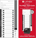 Lathem Trualign E16 Time Cards for 1600E, Weekly, 1-Sided, 4" X 9", White, Box of 100, (E16-100)