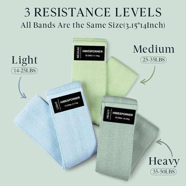 Wide Fabric Resistance Bands for Working Out, 3 Level Non-Slip Exercise Booty Ba