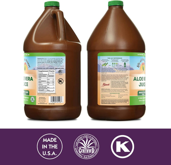 Lily of the Desert Vera Juice - Whole Leaf Filtered Aloe Vera Drink, Non-GMO Aloe Juice with Natural Vitamins, Digestive Enzymes for Gut Health,