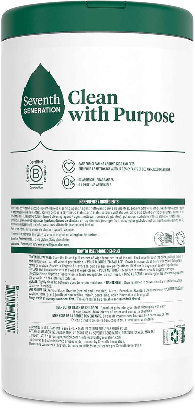 Seventh Generation Multi Purpose Wipes All Purpose Cleaning Garden Mint Scent wi