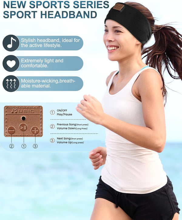 2-Pack Headband Headphones, Sleeping Headphones with Ultra-Thin HD Stereo Speaker, Bluetooth Headband Wireless for Sports, Workouts, Insomnia,
