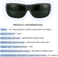 IPL Laser Safety Glasses 200nm-2000nm Protective Goggles for Laser Hair Removal and Cosmetology Black