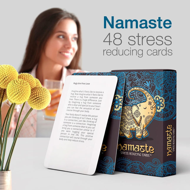 Namaste Stress Reducing Cards - Self Care Cards, Anxiety and Stress Relief Gifts