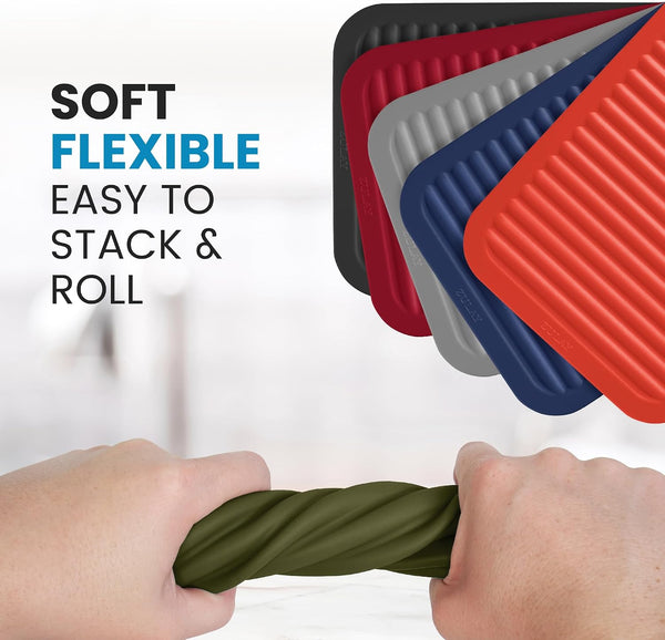 Zulay 2-Pack 9"x12" Silicone Trivets for Hot Pots & Pans – Heat-Resistant, Non-Slip Trivet Mats – Durable, Flexible, Multi-Purpose Hot Pads for