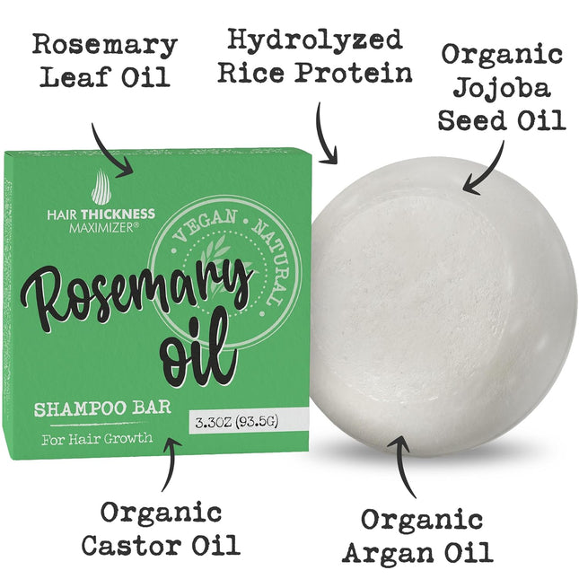 Rosemary Oil for Hair Growth Shampoo Bar. Eco-Friendly,No Harsh Chemicals, Color Safe, pH Balanced. Solid Shampoo Bar Eq