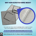 Severn Dish Cloths for Washing Dishes 4Pk. No-Smell Dish Rags with Non-Scratch Wire Scrubber Side for Kitchen Cleaning. Grime-Fighting