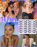 Newcally Lashes False Eyelashes Cat Eyes Wispy Natural Faux Mink Lashes 14 Pairs Pack Light Volume Short Fake Eye Lashes Multipack