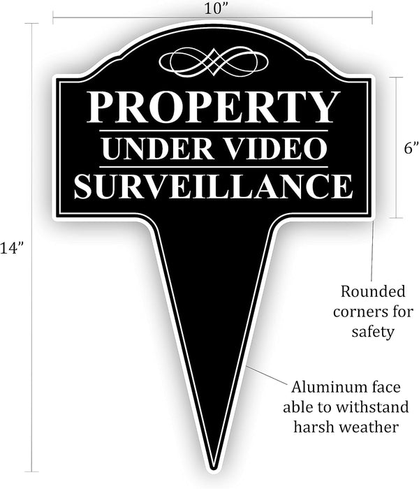 Property under Video Surveillance Sign, Metal 24 Hour Surveillance Sign, Video Monitor Sign for Outdoors, Protected by Video Surveillance Outdoor