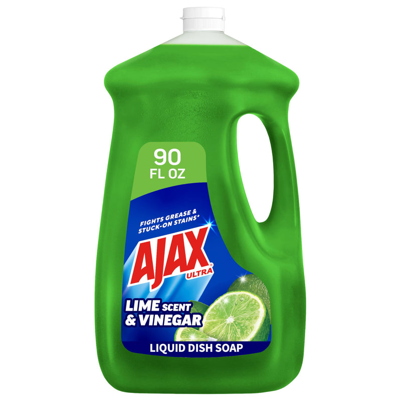Ajax Ultra Liquid Dish Soap Vinegar and Lime Scent, Sparkling Clean Dishes, 90 fl oz Bottle Lime & Vinegar 90 Fl Oz (Pack of 1)
