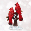 BANBERRY DESIGNS Red Cardinal Bird Figurines on Snowy Branches, Winter Berry Christmas Decor, Holiday Cardinal Statues, Rustic Seasonal Tabletop