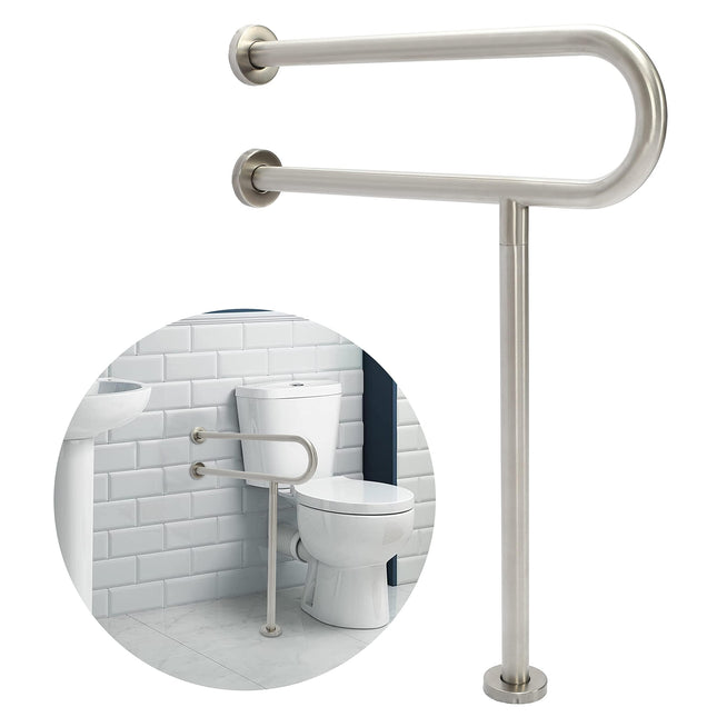 HECASA 24 Inch Handicap Grab Bars Rails 304 Stainless Steel Toilet Handrail Bathroom Safety Bar Wall Mount Floor Support