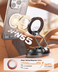 SUPERONE Car Phone Holder for Magsafe [78+LBS Strongest Suction & 2800gf Magnetic] 360° Adjustable Magnetic Car Mount, Foldable Cell Phone Holders