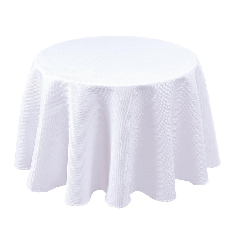 Biscaynebay Textured Fabric Round Tablecloths 60 Inches for Tables diameters from 28" to 48", White Table Cloth Water Resistant Small Circle