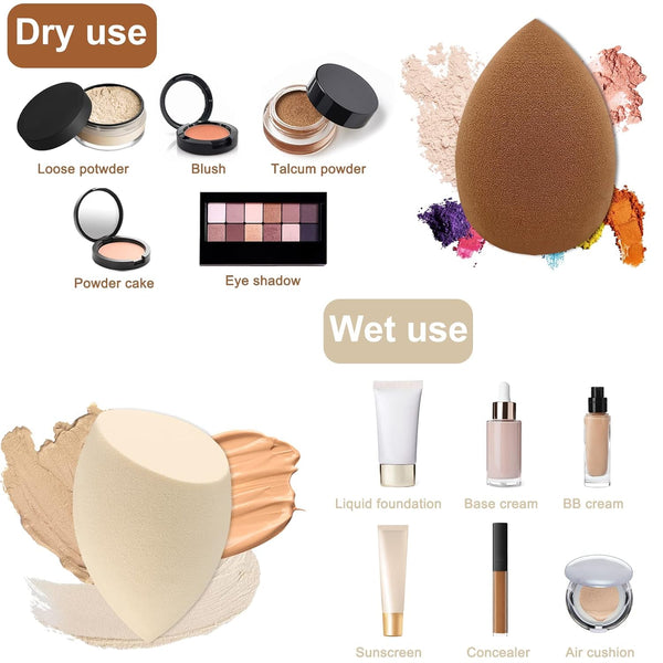 12 Pieces Professional Makeup Sponge Set,Latex Free Flawless Soft Setting Face Puffs,Multicolor Beauty Sponge Blender Cosmetic Applicator for