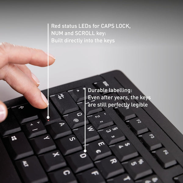 Cherry Stream Keyboard | Wired Slim Whisper Quiet | Silent Keys | Black | For PC/Laptop, Unique Typing Feel, Slim Design, CHERRY SX Scissor