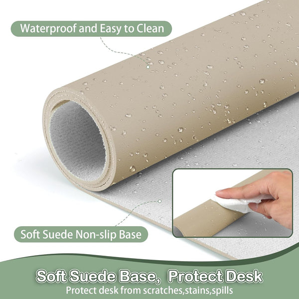 Boutilon Leather Desk Pad Protector,Non-Slip Mouse Pad,Laptop Desk Pad,Office Mouse Mat,Waterproof Leather Desk Blotter,Desk Writing Pad for