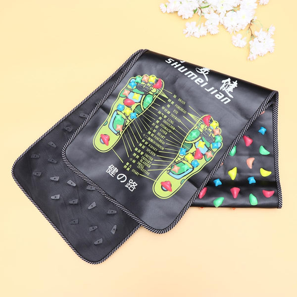 Healifty Cobblestone Foot Massage Mat 68X1X68 Inch Non-Slip Reflexology Walking Mat for Foot Pain Relief Indoor Use with Detachable Stones