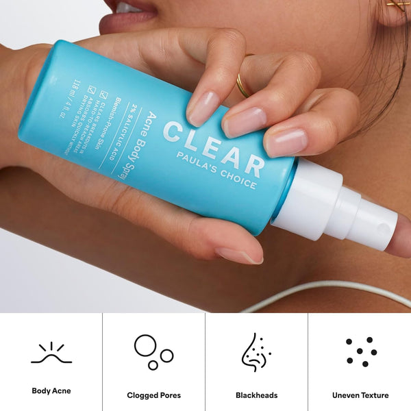 Paula's Choice CLEAR Exfoliating Back & Body Acne Spray, Bacne Spray with 2% BHA Salicylic Acid Back Acne Treatment for Clogged Pores, Blackheads