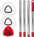 Spin Mop Replacement Set for O-Cedar Easywring 1-Tank System, Includes 2 Mop Head Replacement, 1 Mop Handle (30-58In Adjustable 4-Section Pole), 1