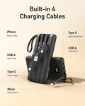 VEEKTOMX Portable Charger with Built-In Cables 10000Mah Power Bank for Iphone Slim Fast Charge USB C Battery Pack Travel Essentials Powerbank
