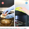 COOLJOB 2 Pairs Thickened Rubber Gloves with Cotton Lining & Non-Slip Grip, Colorful Household Long Lasting Dishwashing Gloves for Kitchen &