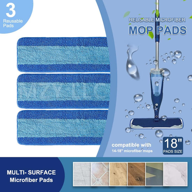 3 Pack for Bona Microfiber Cleaning Pad, Microfiber Mop Pads Compatible with Bona Mop for Bona Hardwood Floor Cleaner 18