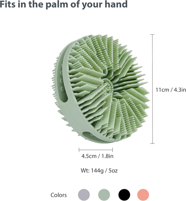 MtBoi 2 Pack Silicone Exfoliating Body Scrubber, Silicone Body Brush, Soft Silicone Loofah for Sensitive Skin, Shower Head Massager, Easy to