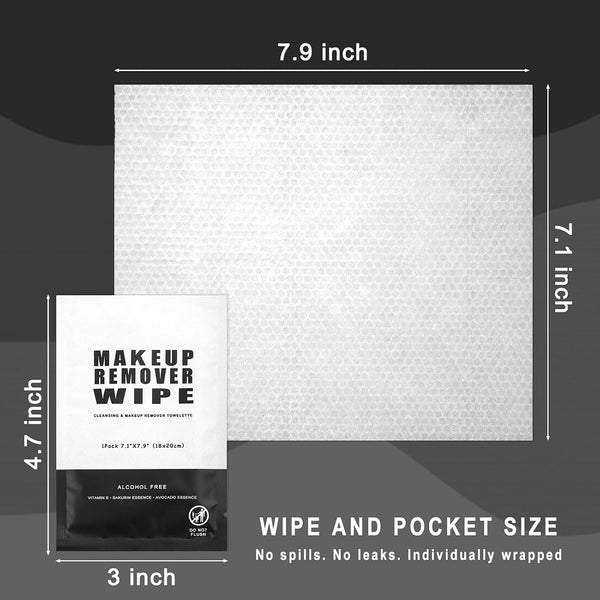 100 Makeup Remover Wipes Bulk Individually Wrapped Makeup Wipes Single Makeup Remover Cloth Facial Cleansing Pads for Mascara Lipstick Oil Dirt