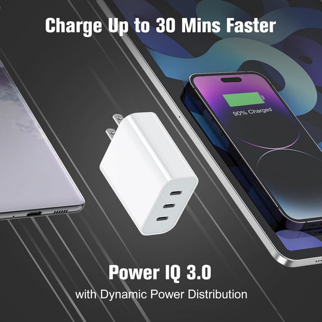 USB C Charger Block, Amoner 35W 3-Port USB C Charger, Iphone Charging Adapter with PD 3.0 Power Delivery Compatible with