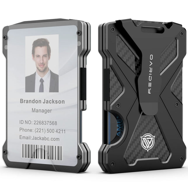 Oaridey Men'S Ultra-Thin Aluminum Wallet with RFID Blocking, Black, 15 Card Slot