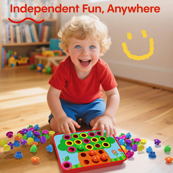 AMOSTING Matching Mosaic Pegboard Ã¢ÂÂ Sensory Early Educational Kids Activity, Gifts for Toddlers