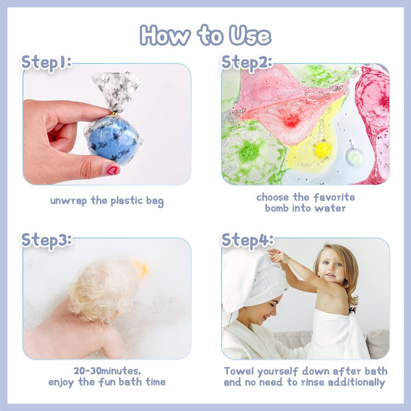 Bath Bombs for Kids, 12pcs Bath Bombs with Surprise Crystal Toys Inside, Handmade Natural and Organic Bubble Bath Fizzies, Birthday Easter Gift